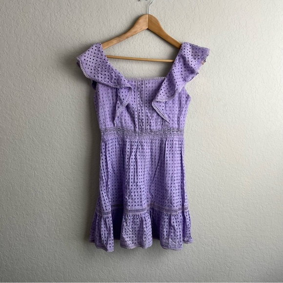 Alice + Olivia Dress Remada Eyelet Lavender Mini - Picture 12 of 14